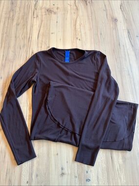 Kit and Ace Good Feels Brushed Crewneck Long Sleeve Dress Brown